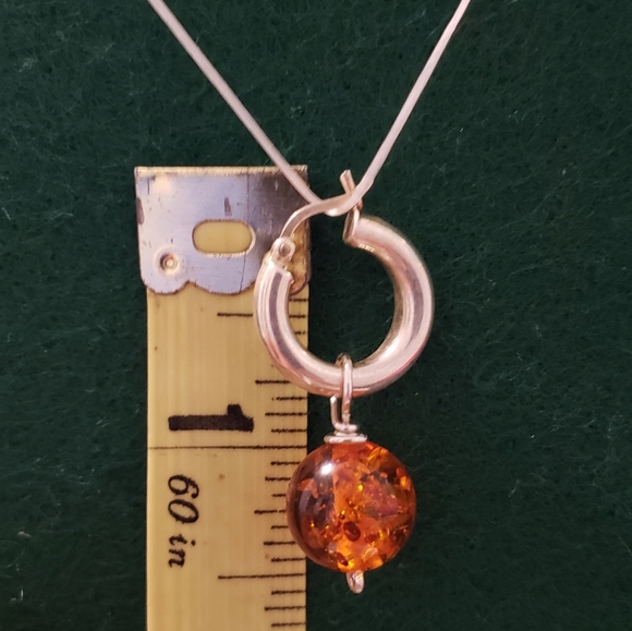 Freshwater pearl,turquoise and Amber silver earrings - Picture 7 of 9